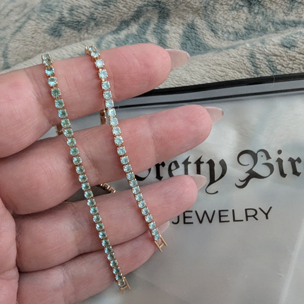 Pretty Bird Rose  Gold Plated Tennis Bracelet with Blue Stones